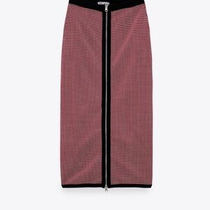 Zara Zip Front Midi Pencil Skirt